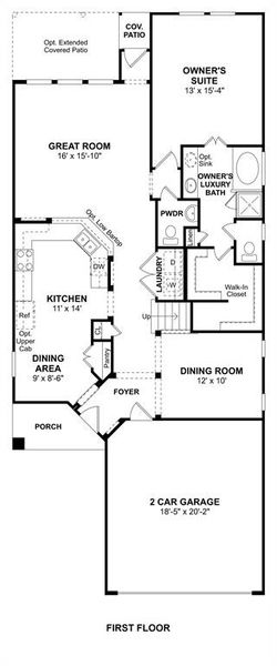 The Wilmington II floor plan by K. Hovnanian® Homes. 1st Floor shown. *Prices, plans, dimensions, features, specifications, materials, and availability of homes or communities are subject to change without notice or obligation.