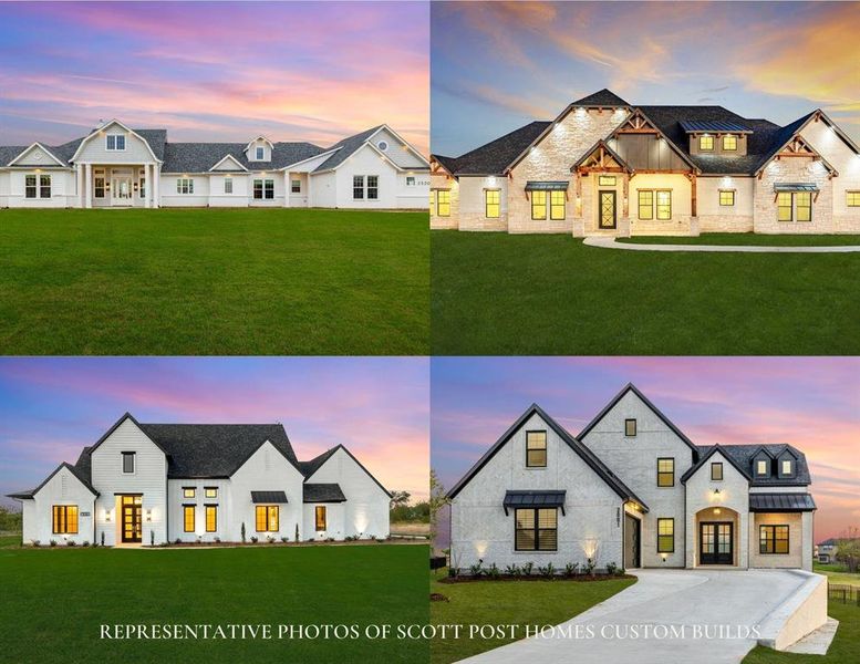 Representative elevation photos of Scott Post Homes custom builds