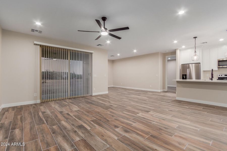 Living room into kitchen