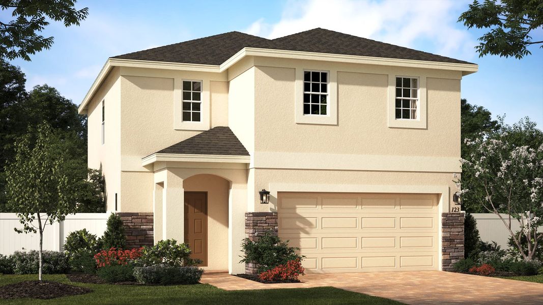 Elevation 1 with Optional Stone | Gasparilla | Eagletail Landings | New Homes In Leesburg, FL | Landsea Homes