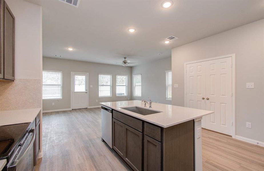 Island kitchen with counter seating