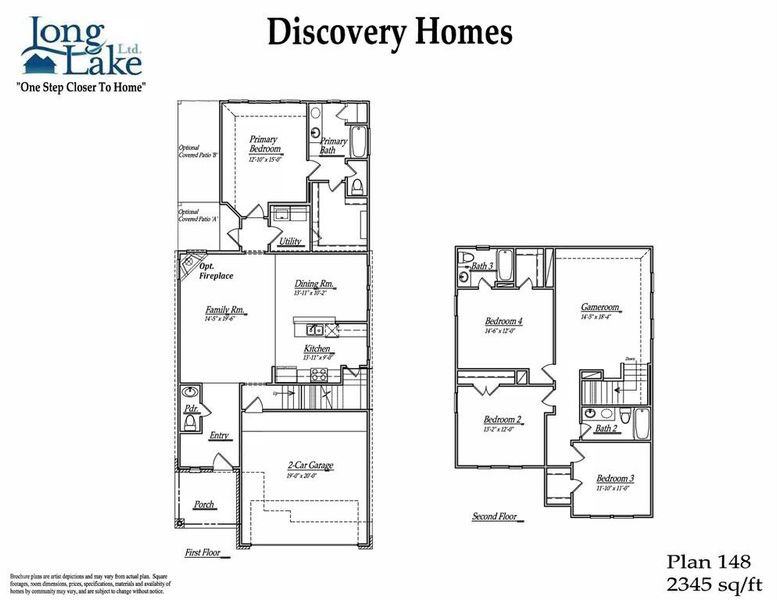 Plan 148 features 4 bedrooms, 3 full baths, 1 half bath and over 2,300 square feet of living space.