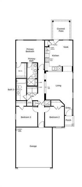 This floor plan features 3 bedrooms, 2 full baths, and over 1,200 square feet of living space.