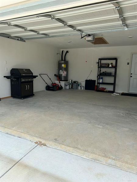Garage with electric water heater