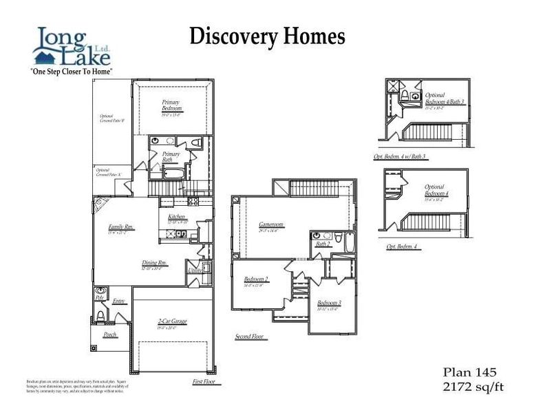 Plan 145 features 4 bedrooms, 3 full baths, 1 half bath and over 2,100 square feet of living space.