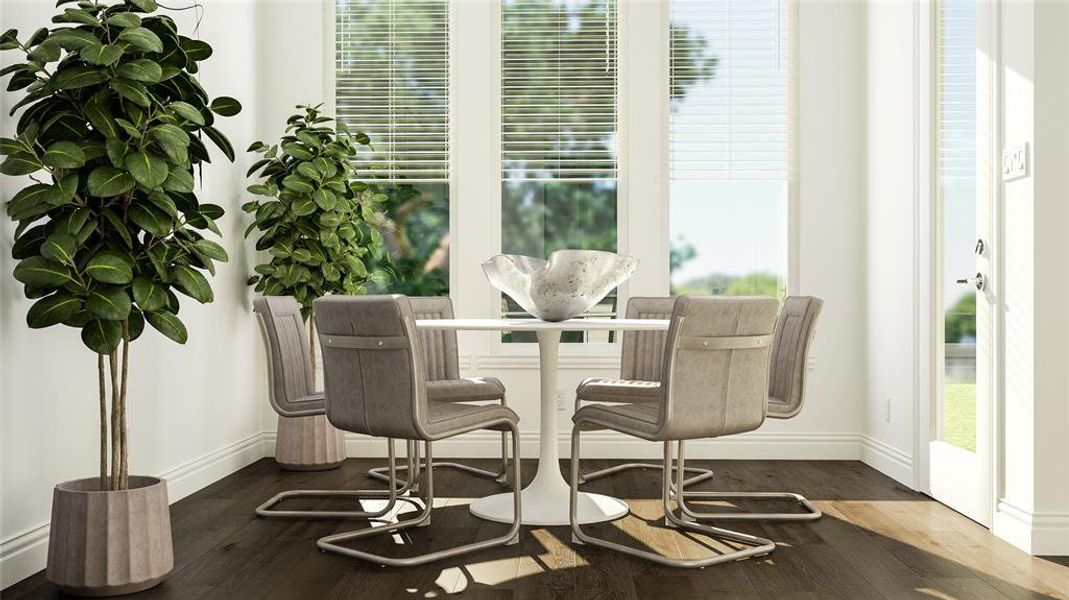 Sitting room with dark hardwood / wood-style flooring