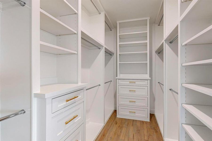 Spacious closet with light wood-type flooring