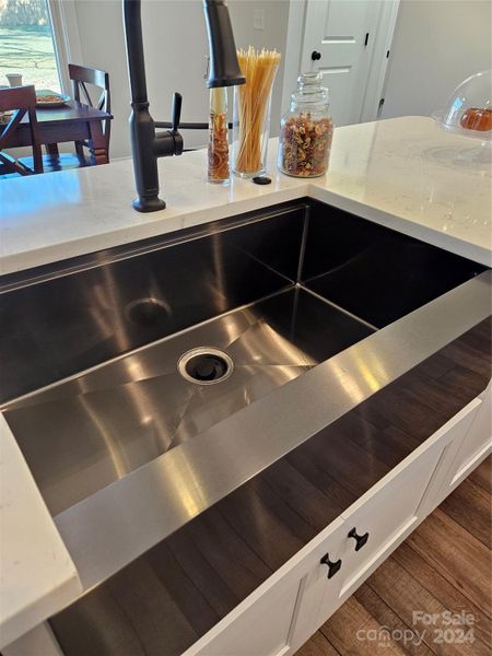 Black stainless Farm sink.