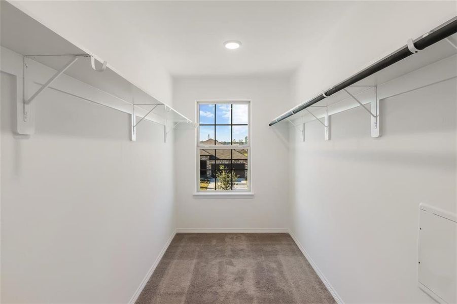 Primary closet is breathtaking with plenty of space and natural light