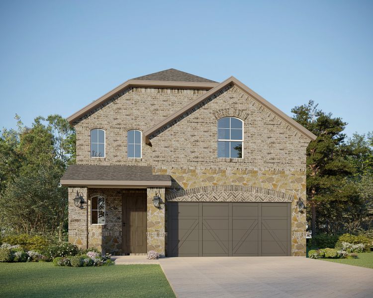 Plan 1477 Elevation A with Stone