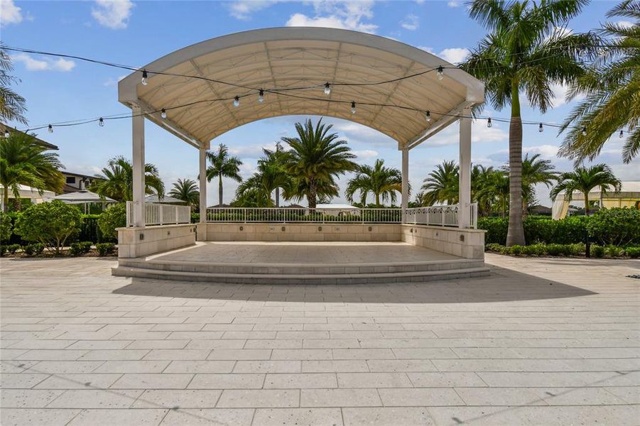 Bandstand in entertainment plaza