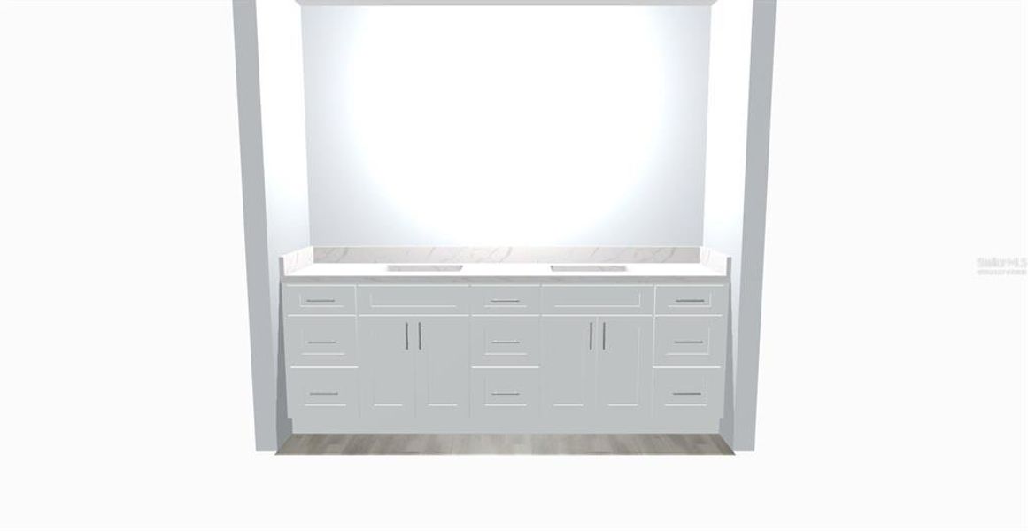 3D image of virtually staged Primary  bathroom vanity