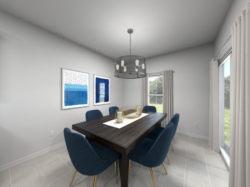 Virtual rendering of dining room in Sierra floorplan