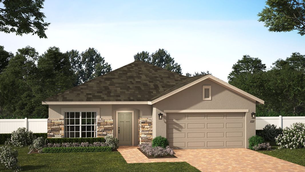 Elevation 2 with Optional Stone | Miles | Trinity Place | New Homes In St. Cloud, FL | Landsea Homes