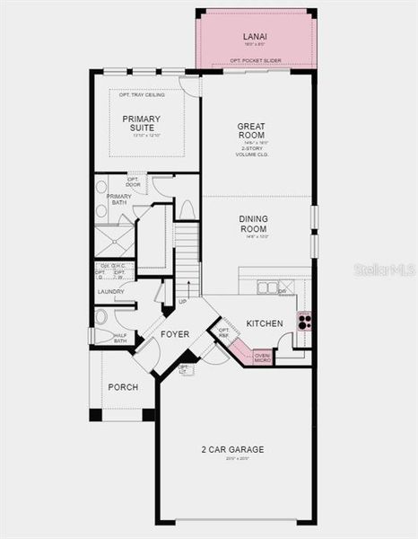 Floor Plan - Structural options added include; Gourmet kitchen, stand up shower in bath 3, and covered lanai.