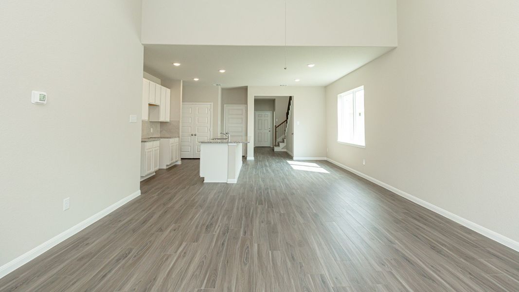 Family Room to Kitchen and Dining Area