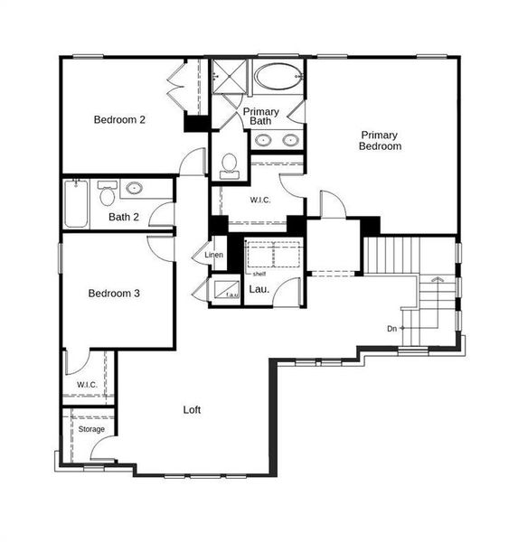 This floor plan features 3 bedrooms, 2 full baths, 1 half bath, and over 2,200 square feet of living space.