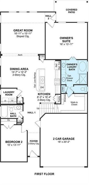 The Ashville floor plan by K. Hovnanian® Homes. 1st Floor shown. *Prices, plans, dimensions, features, specifications, materials, and availability of homes or communities are subject to change without notice or obligation.