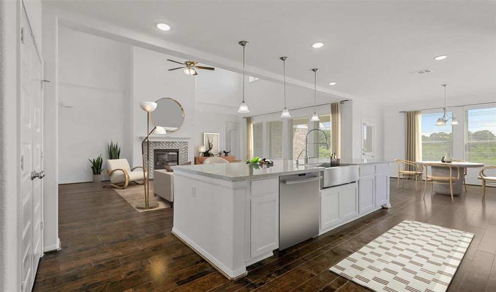 Kitchen overlooks great room (*Photo not of actual home and used for illustration purposes only.)