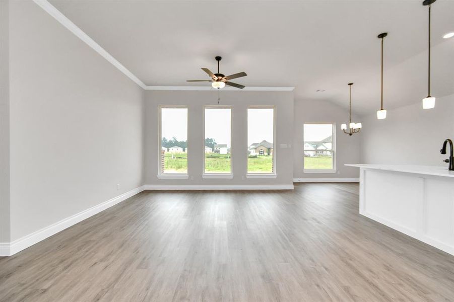 Open concept kitchen with kitchen island