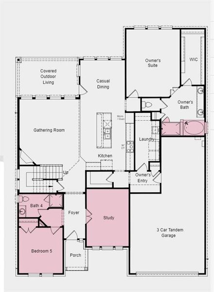 Structural options added include: Additional bedroom with bath, study, soaking tub in owner's suite and media room.