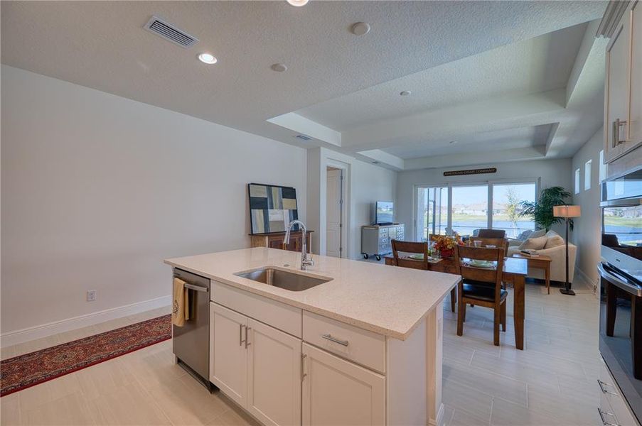 View of the great room area from the kitchen.