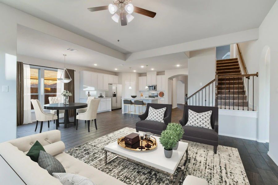 Family Room | Concept 2844 at Hunters Ridge in Crowley, TX by Landsea Homes