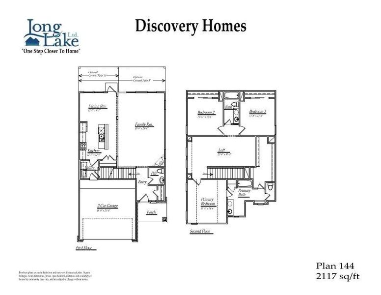 Plan 144 features 3 bedrooms, 2 full baths, 1 half bath and over 2,100 square feet of living space.