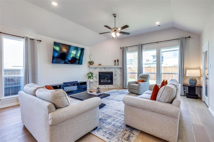 Living Room with vaulted ceiling!