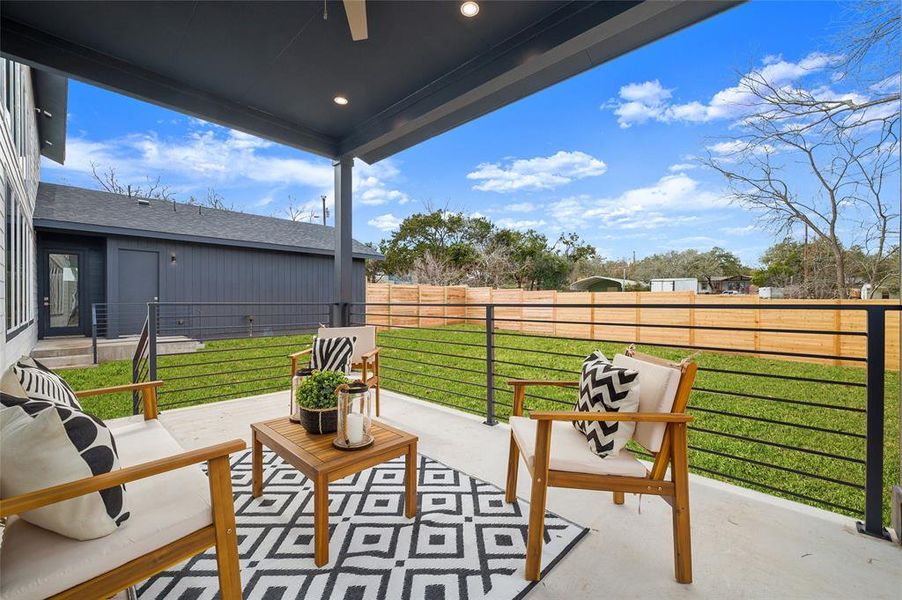 Covered patio connected to Primary Bedroom