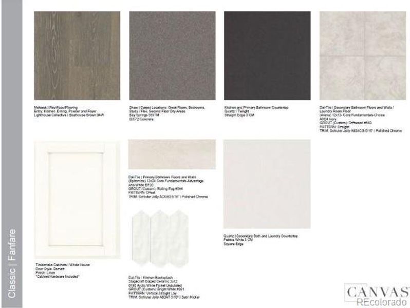 Design Selections.Home is under construction, selections subject to change.