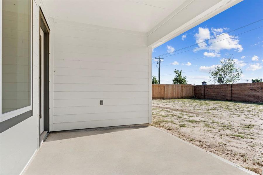 Enjoy your covered patio on a private lot looking at trees! **Image Representative of Plan Only and May Vary as Built**