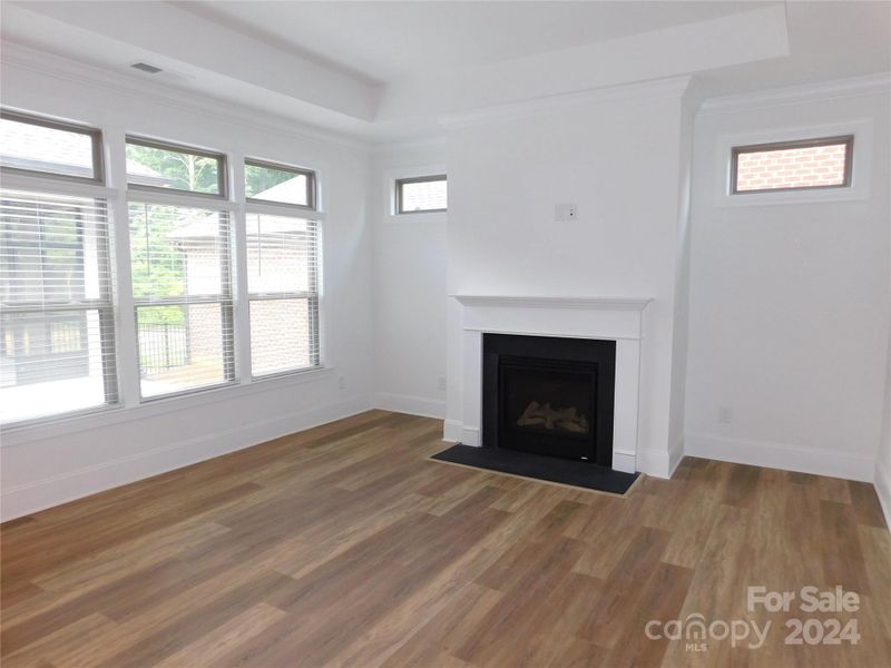 Living Room with Gas Fireplace and lots of natural light