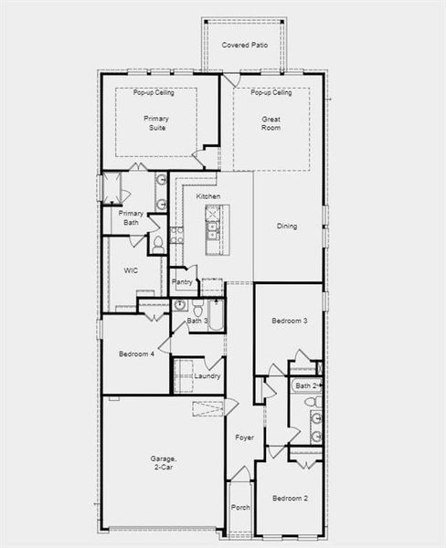 Structural options added include: Covered outdoor living and 12" pop up ceiling in great room/ primary suite.