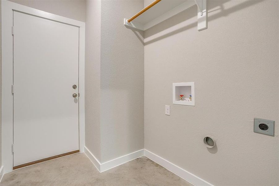 Laundry area with hookup for an electric dryer and washer hookup