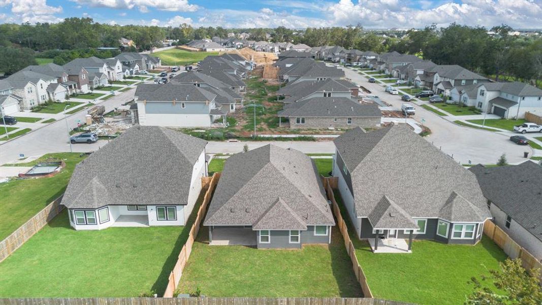 Aerial view showcasing the home's ideal location within the Creekside Farms community!