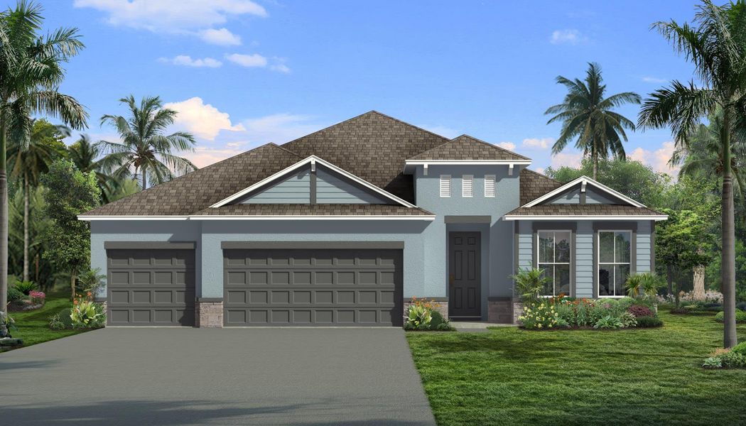 French Country 2 Elevation for Begonia at Bulow Creek Preserve in Ormond Beach, Florida by Landsea Homes