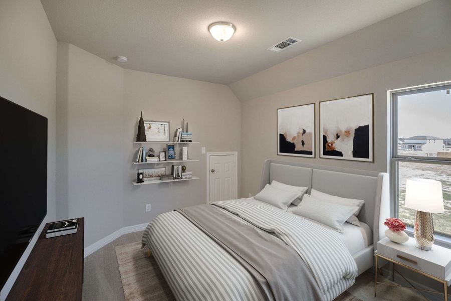 Third bedroom with private bath. Note: Sample product photo - actual exterior and interior selections may vary by homesite