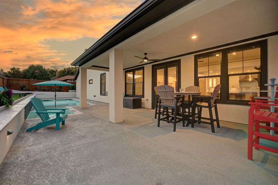 This is a spacious outdoor entertaining area featuring gas hookup for outdoor grilling.