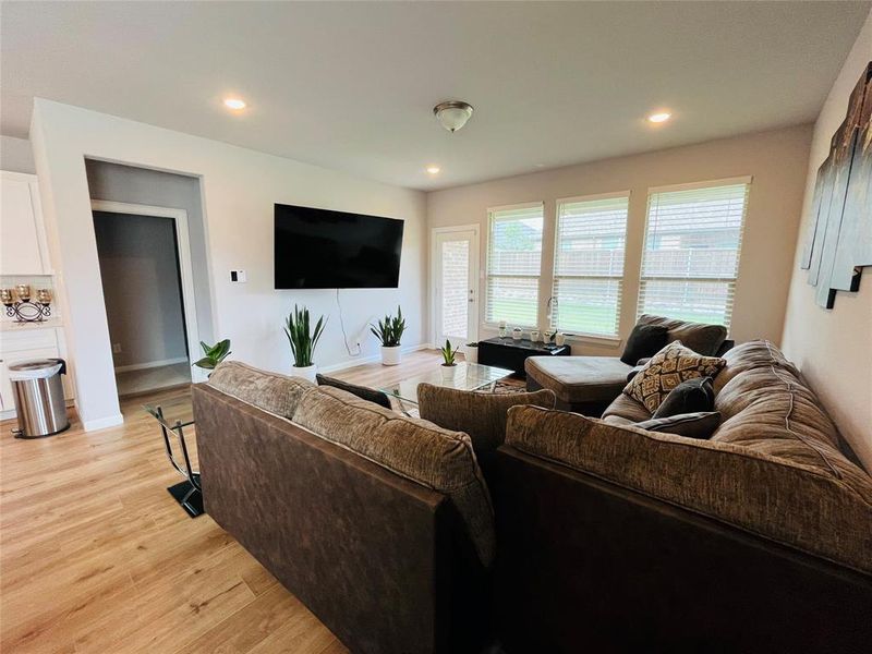 Living room featuring light hardwood / wood-style flooring