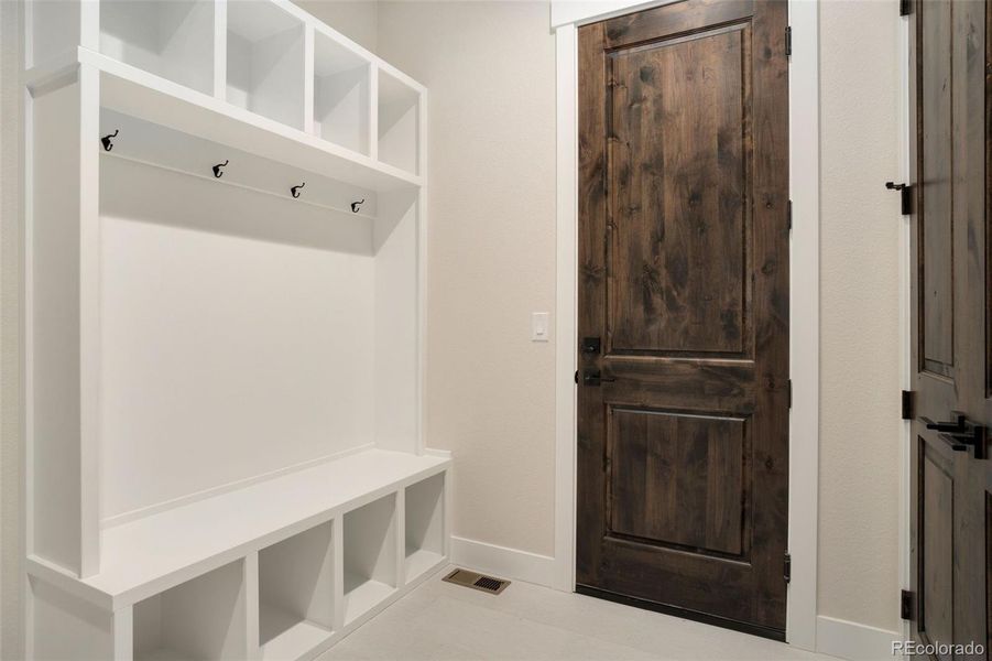 Mudroom with built-in cubbies