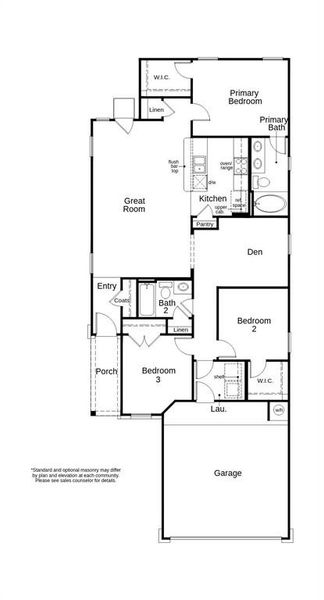 This floor plan features 3 bedrooms, 2 full baths and over 1,300 square feet of living space.