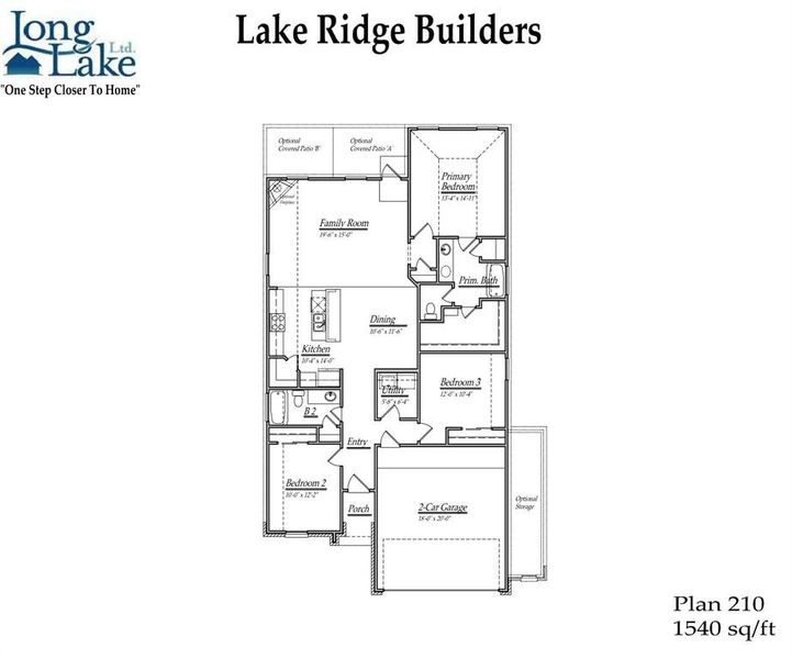 Plan 210 features 3 bedrooms, 2 full baths, and over 1,500 sqft of living space.