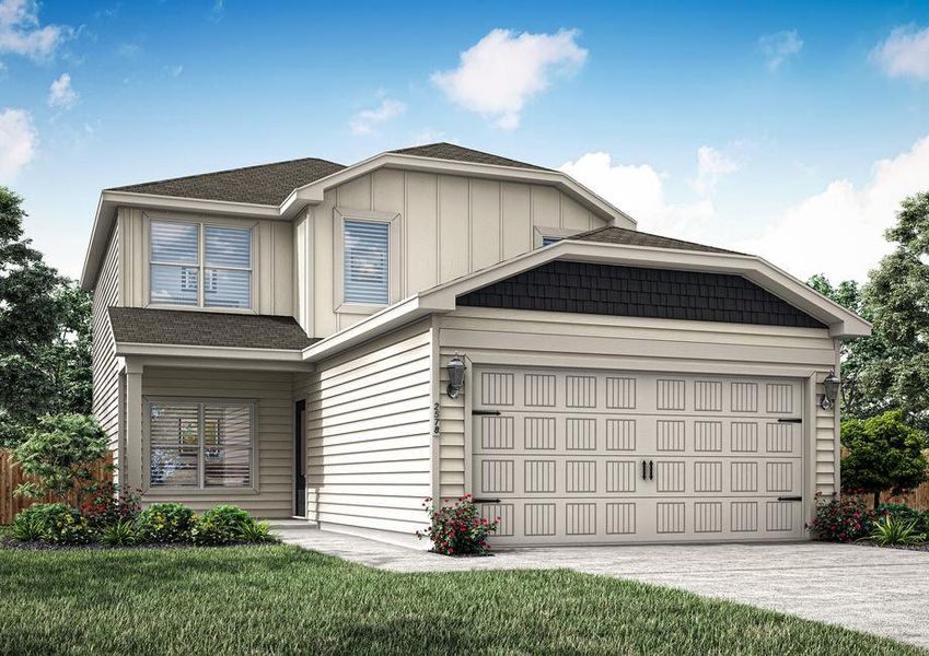 Elevation rendering of the beautiful two-story Piper  plan.