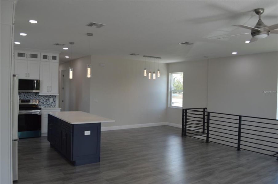 Upstairs living and dining area