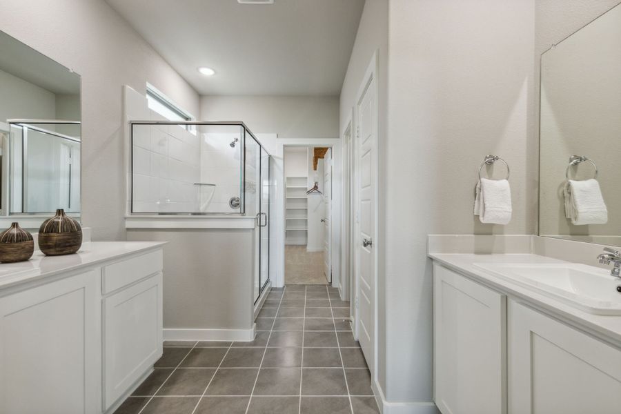 Primary Bathroom in the Willow home plan by Trophy Signature Homes – REPRESENTATIVE PHOTO