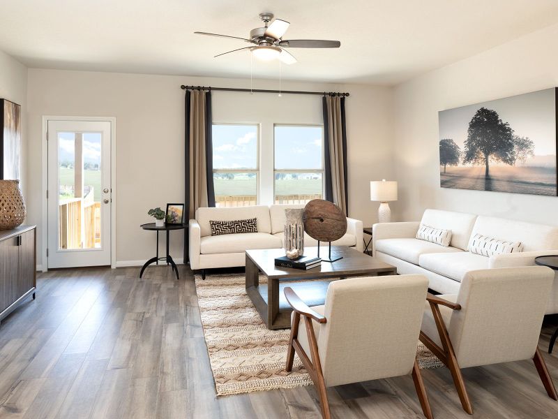 Relax in the spacious family room.