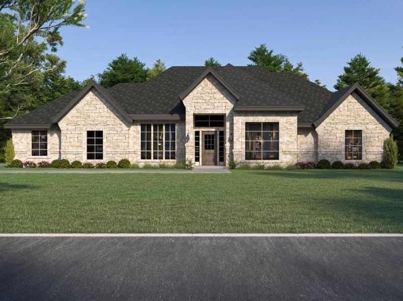 View of front of home with a front lawn