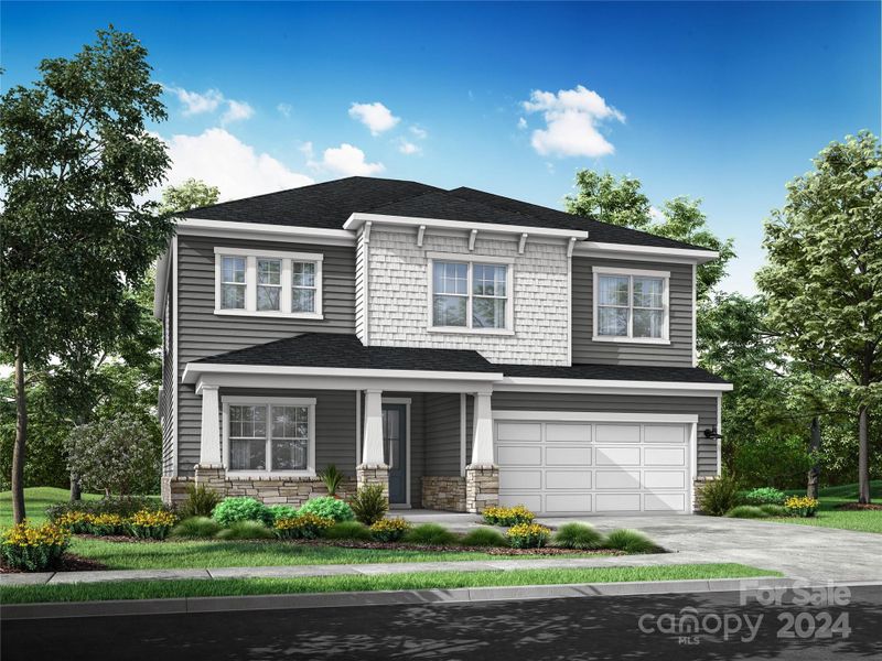 Eckley - The Ramsey Exterior Style B Rendering *actual color scheme and orientation varies on this home