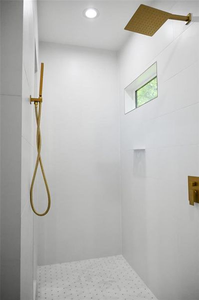 gold details in shower